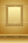 Golden Room with a Frame Hanging from the Wall